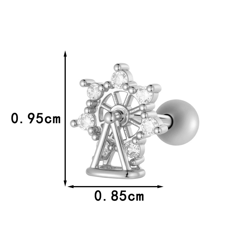 1 Parça Fiyonk Düğüm Bakır Altın Rengi Zirkonyum Piercing Küpe Resim2
