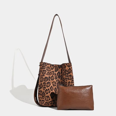 Sac à bandoulière simple en polyester imprimé léopard pour femme, 1 pièce h5 Image2