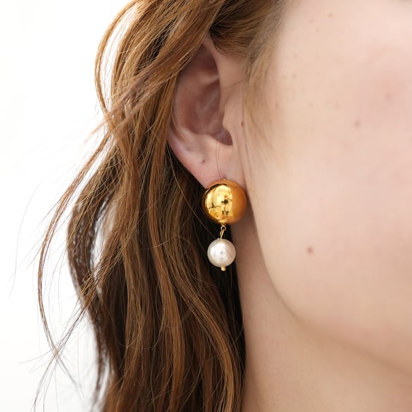 1 Pair Retro Patchwork Stainless Steel  Gold Color Women's Stud Earrings