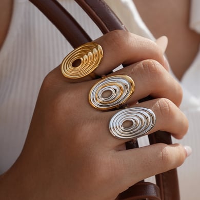 1 Piece Simple Series Retro Circle Stainless Steel  Women's Statement Rings h5 Picture7