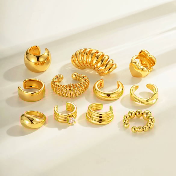 1 Piece Copper Gold Color Zircon Ear Cuffs 2