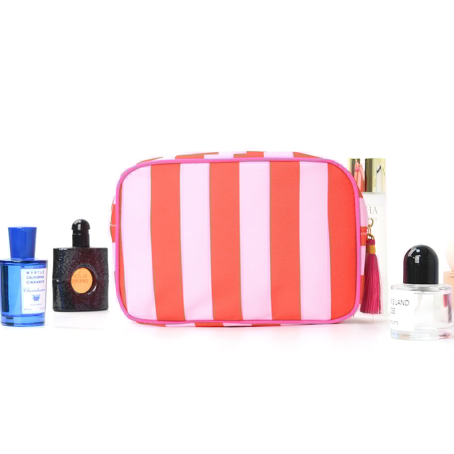 1 Stück Simple Series Casual Strip Canvas Damen-Make-up-Taschen Bild3