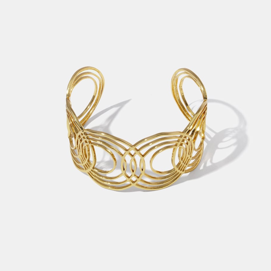 1 Piece Simple Circle Stainless Steel Gold Color Cuff Bracelet Picture2