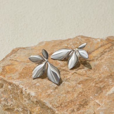 1 Pair Natural Flower Stainless Steel Gold Color Women's Stud Earrings h5 Picture6