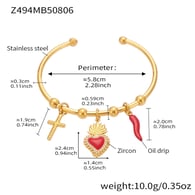 Z494-Gold Heart Enamel Bracelet Picture3