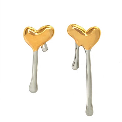 1 Piece Simple Heart Stainless Steel  Gold Color Women's Statement Rings h5 