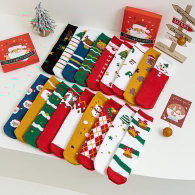 Verdickte Damensocken aus Korallenvlies in Weihnachtsgeschenkbox h5 Bild4