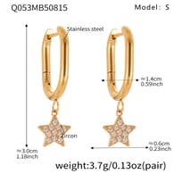 Q053-Golden Five-pointed Star Zircon U-shaped Earrings-S Picture2