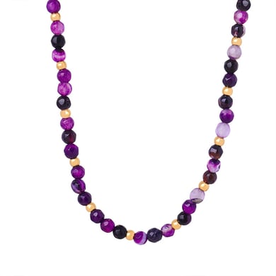 1 pezzo elegante collana di perline in agata color oro in acciaio inossidabile da donna h5 