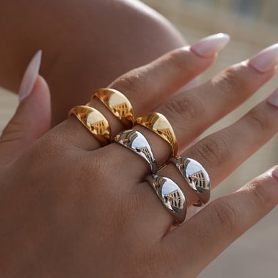 1 Piece Casual Irregular Shape Stainless Steel   Gold Color Women's Statement Rings h5 Picture4
