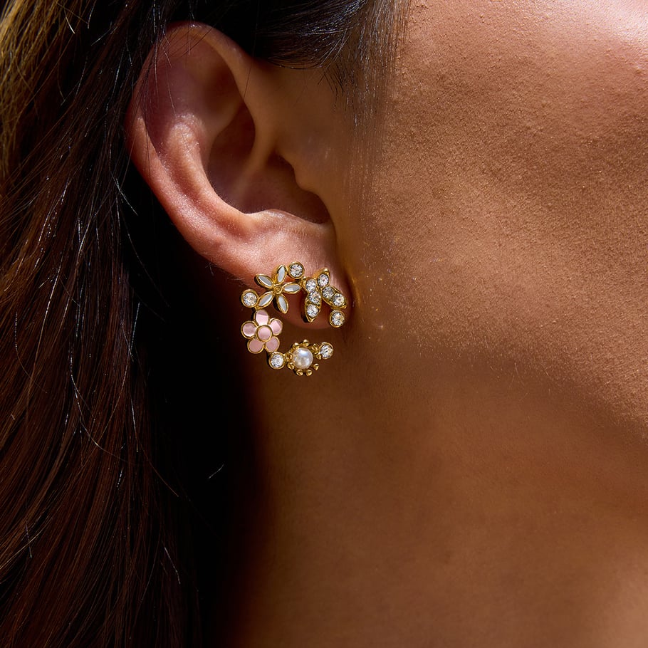 1 Piece Gorgeous Flower Stainless Steel Gold Color Women's Stud Earrings Picture4