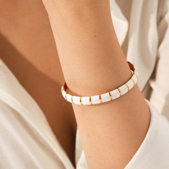 Bracelet simple en acier inoxydable doré pour femme, 1 pièce, motif plante quotidienne 2