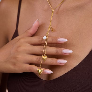 Gorgeous Heart Tassel Stainless Steel Gold Color Women's Pendant Necklaces h5 Picture4