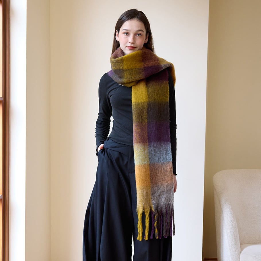 1 Piece Classic Plaid Polyester Women's Winter Scarves 