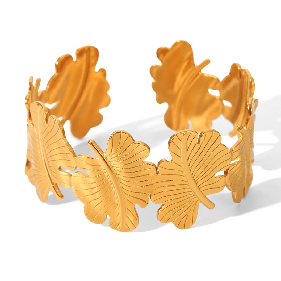 1 stuk Simple Series Daily Leaf roestvrij staal goudkleurige damesarmbanden 