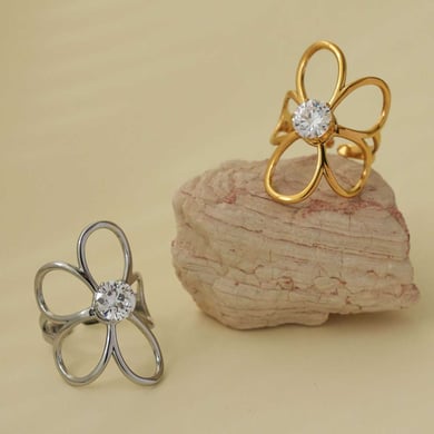 1 Piece Simple Series Daily Flower Stainless Steel  Women's  Statement Rings h5 Picture6
