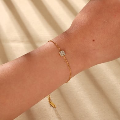 Bracelet simple en acier inoxydable pour femme, chaîne circulaire rectangulaire, 1 pièce h5 Image2