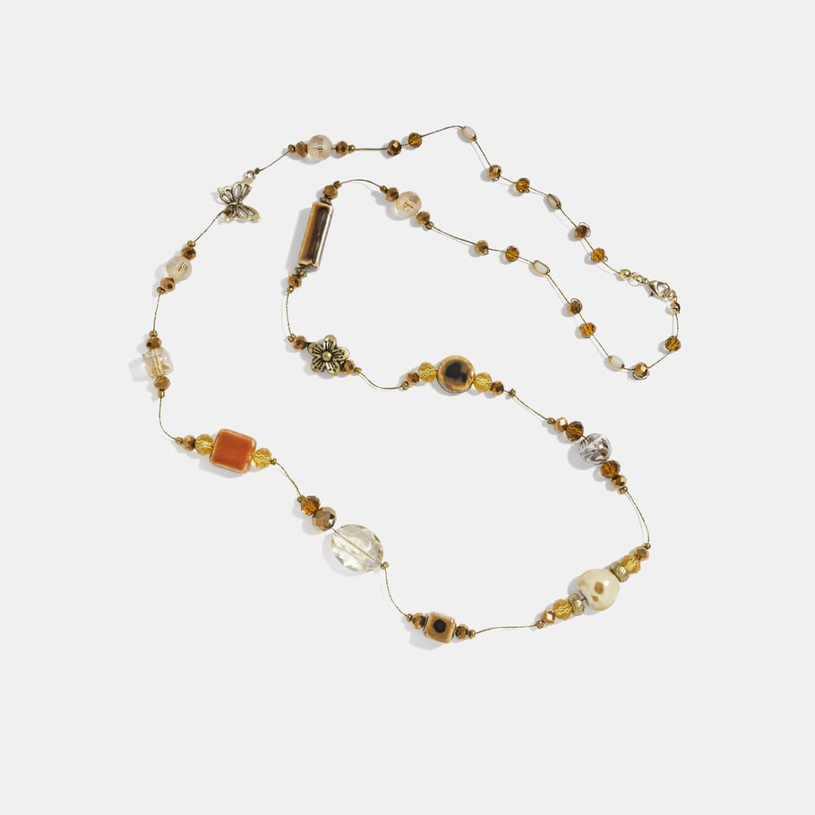 1 Piece Retro Flower Irregular Shape Ceramics Long Necklace