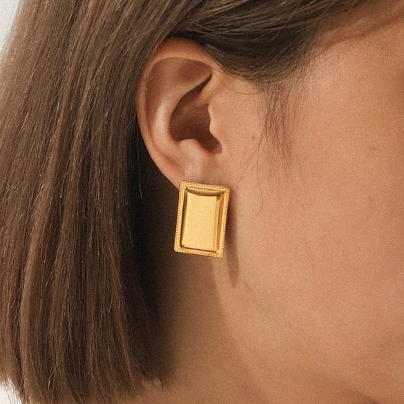 1 Pair Simple Series Daily Rectangle Stainless Steel  Gold Color  Women's Stud Earrings 2