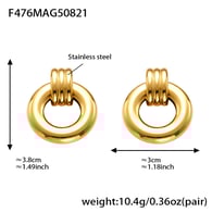 F476-Gold Runde Hohl Ohrringe Bild6