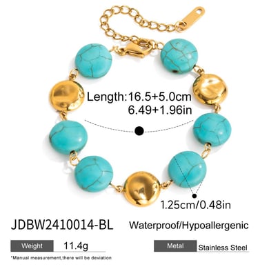 Annular Calaite Beads Stainless Steel Gold Color Women's Jewelry Sets h5 Picture2