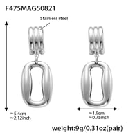 F475-Rechteckige Hohlohrringe aus Stahl Bild2