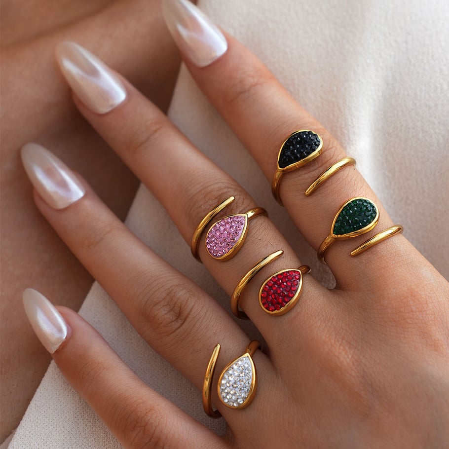 1 Piece  Casual Droplet Irregular Shape Stainless Steel Women‘s  Statement Rings Picture3