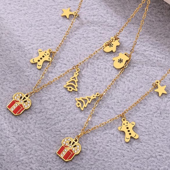 Collier pendentif en acier inoxydable et zircon pour femme, cadeau de Noël, 1 pièce