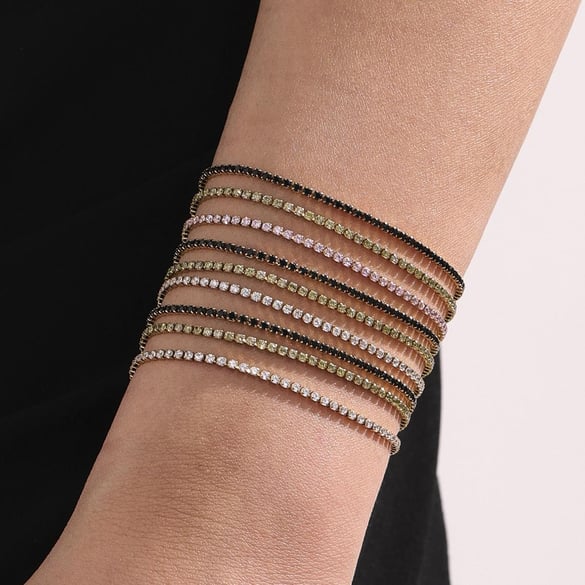 1 Stück Zarte Linien Edelstahl Gold Farbe Zirkon Damen Kettenarmbänder 2