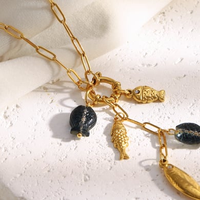 1 Piece Romantic Fish Stainless Steel Gold Color Women's Pendant Necklaces h5 Picture5