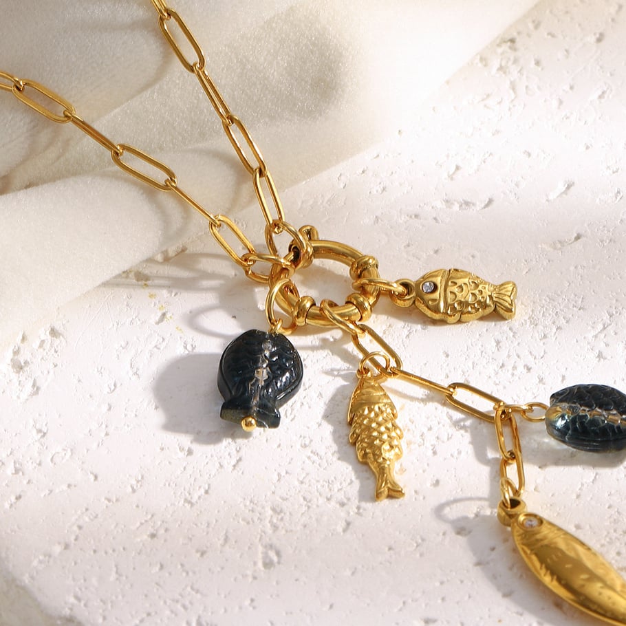 1 Piece Romantic Fish Stainless Steel Gold Color Women's Pendant Necklaces Picture5