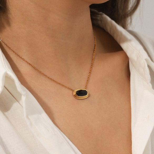 1 Piece  Rectangle Stainless Steel Gold Color Women's Pendant Necklaces