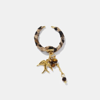 1 Piece Leopard Fabric Bird Stainless Steel Gold Color Statement Ring h5 Picture2