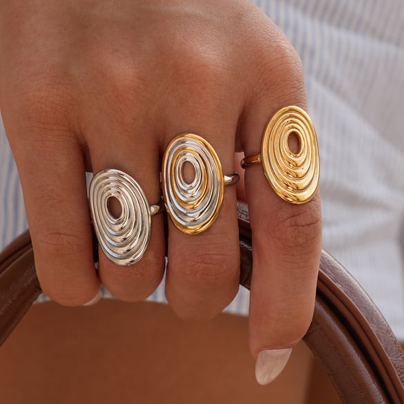 1 Piece Simple Series Retro Circle Stainless Steel  Women's Statement Rings 2