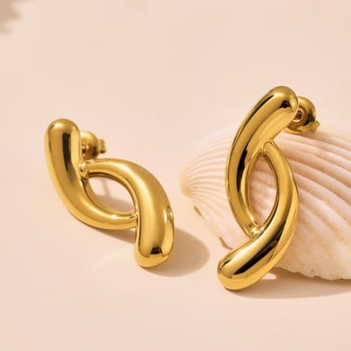 1 Pair Irregular Shape Stainless Steel Gold Color Women's Stud Earrings h5 Picture7