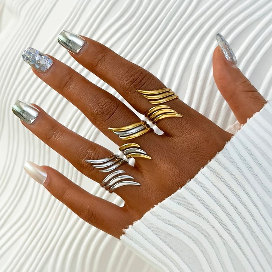 1 Piece Simple Wings Stainless Steel  Gold Color Women's Statement Rings Picture7