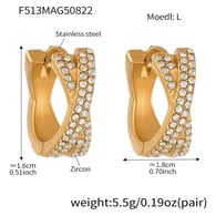 F513-Gold Kreuz Volldiamant Zirkon Ohrringe-L Bild7