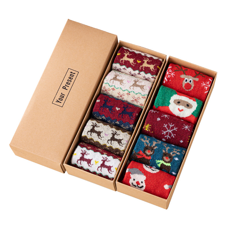 Süße Weihnachtselch-Geschenkbox für Damen, mittelhohe Socken Bild4