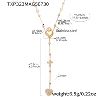 TXP323-Gold Heart Y Necklace Picture3