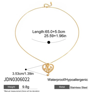 1 Piece Romantic Note Stainless Steel Gold Color Women's Pendant Necklaces h5 Picture2