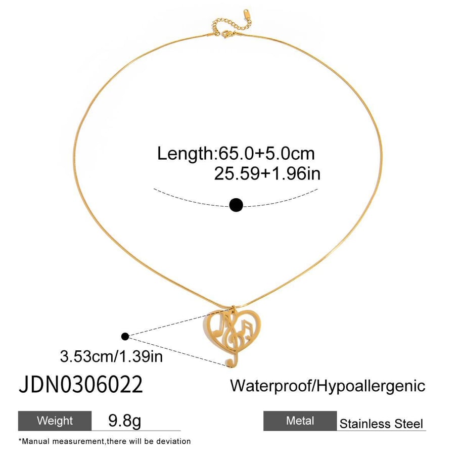 1 Piece Romantic Note Stainless Steel Gold Color Women's Pendant Necklaces Picture2