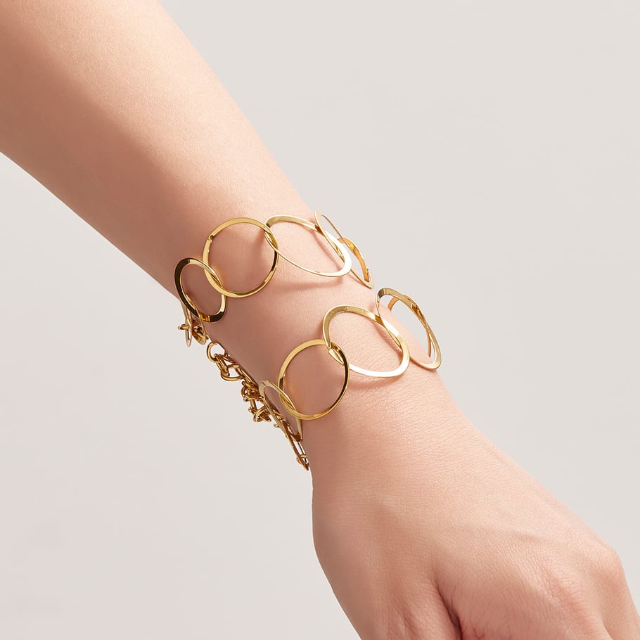 Casual Circle Stainless Steel Gold Color Women's Jewelry Sets Picture3