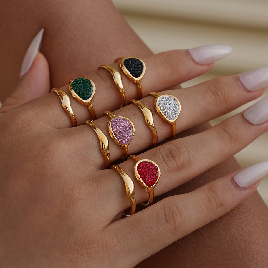 1 Piece Casual Hollowed-out Stainless Steel Gold Color Statement Rings Picture4