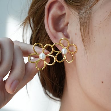 1 Pair Simple Series Natural Flower Stainless Steel  Women's Stud Earring h5 Picture3