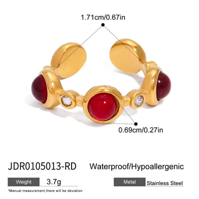 1 Piece Romantic Heart Stainless Steel Gold Color Statement Rings h5 