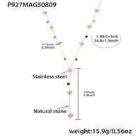 P927-Golden Heart Faceted Agate Y-shaped Necklace 88+5cm Picture3