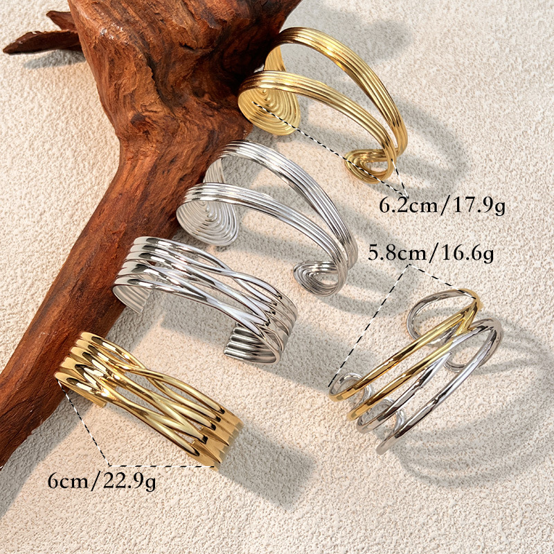 1 Piece Irregular Shape Stainless Steel  Gold Color Cuff Bracelet Picture4