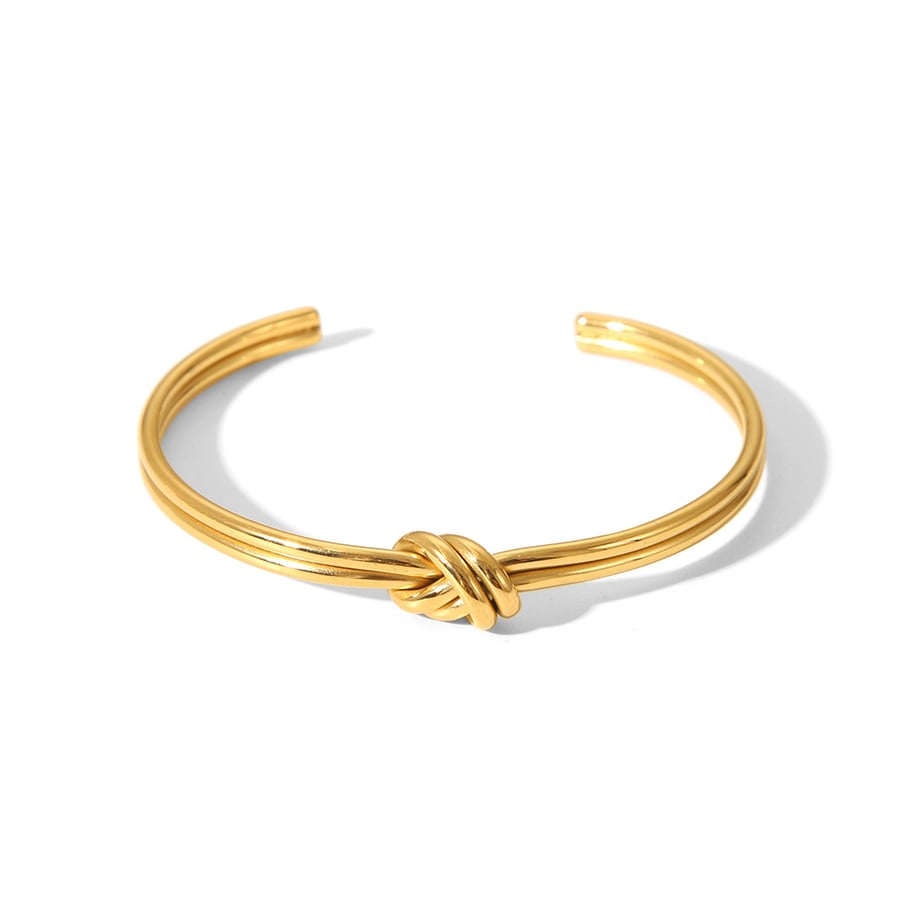 Pulsera de acero inoxidable color dorado con forma de giro de 1 pieza Imagen5
