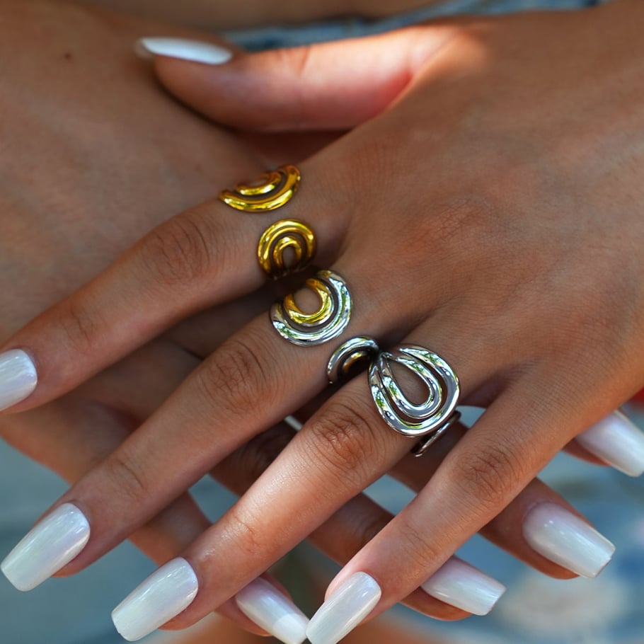 1 Piece Retro Irregular Shape Hollowed-out Stainless Steel Women's  Statement Rings Picture8