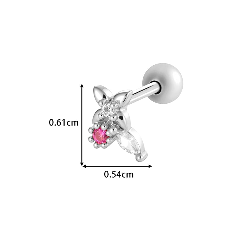 1 stuk hart vlinder koper goud kleur zirkoon piercing oorbel Afbeelding2
